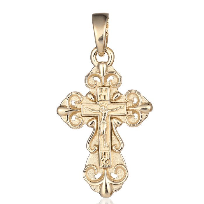 Micro Floral Style Greek Crucifix
