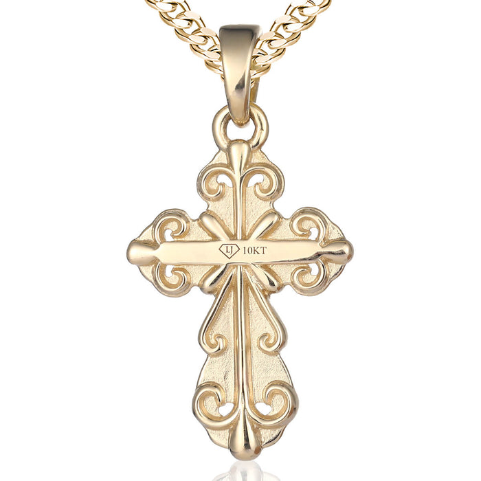 Micro Floral Style Greek Crucifix