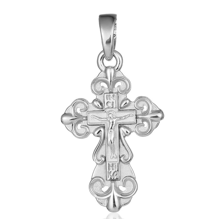 Micro Floral Style Greek Crucifix