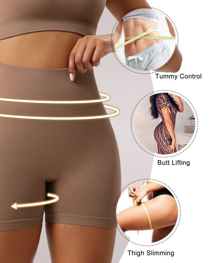 Mid-rise Tummy Control Hip Lift Thin Style Shaping Shorts  - By Qivii
