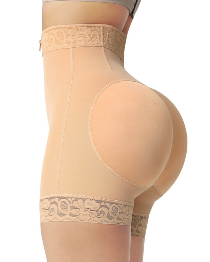 Mid Waist Tummy Control Front Zipper High Compression Butt Lifter Shaper Fajas Shorts - By Qivii