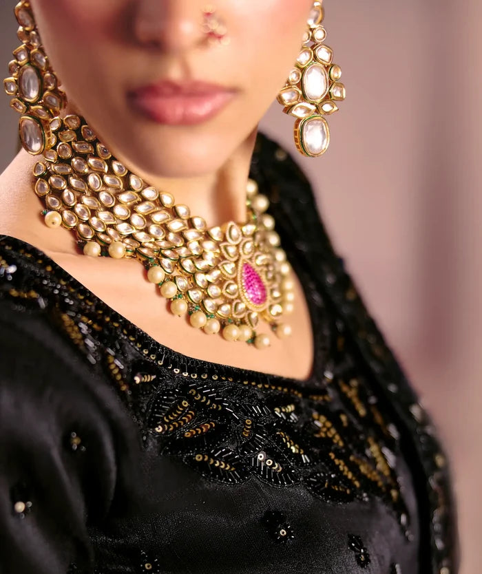 Midnight Black Silk Heavy Embroidered Saree