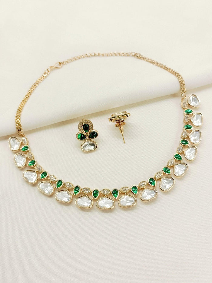 Mihira Green Kundan Necklace Set