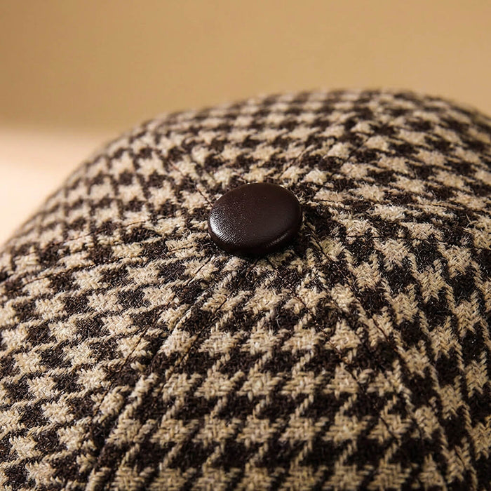 Miller Wool Houndstooth Cap  - By Qivii