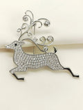 Mini Silver Reindeer Brooch