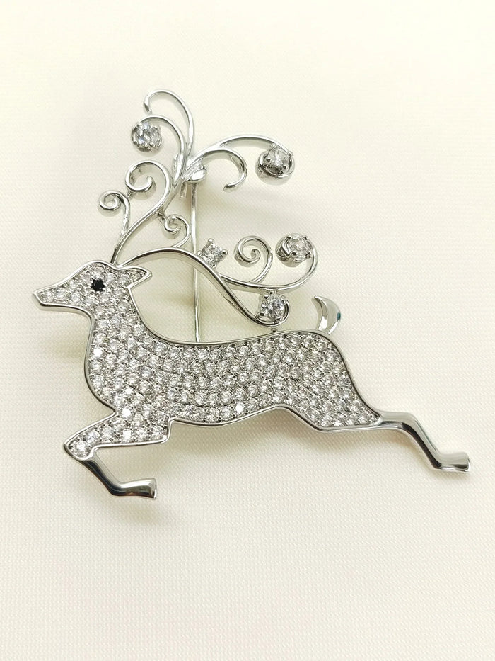 Mini Silver Reindeer Brooch
