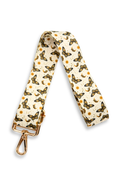 Butterfly patterned strap with gold clasp on a white background