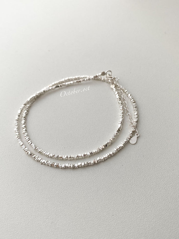N1175 Crushed Silver Clavicle Necklace