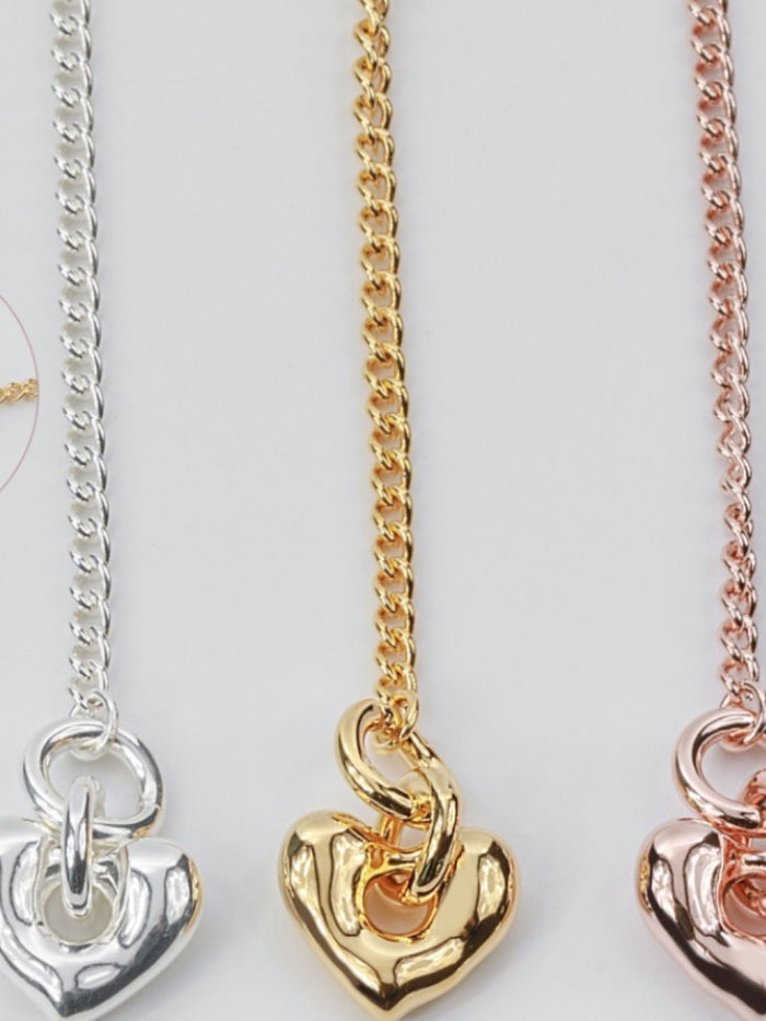 N1215/N1216 Solid T-Bar Heart Necklace