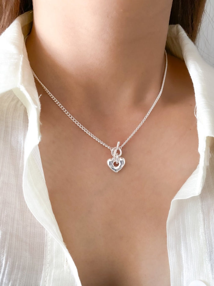 N1215/N1216 Solid T-Bar Heart Necklace