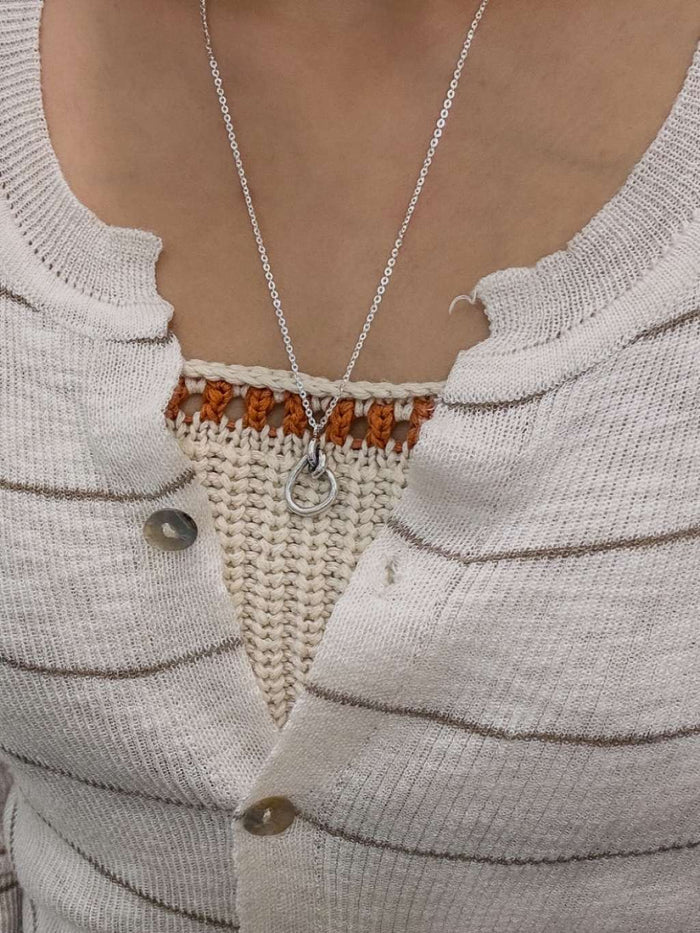 N1315 Knotted Large Circle Long Necklace