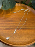 N1333 Frosted Heart & Laser Bead Necklace