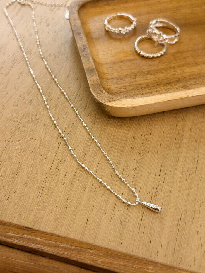 N1336 Large and Small Bead Chain with Waterdrop Pendant