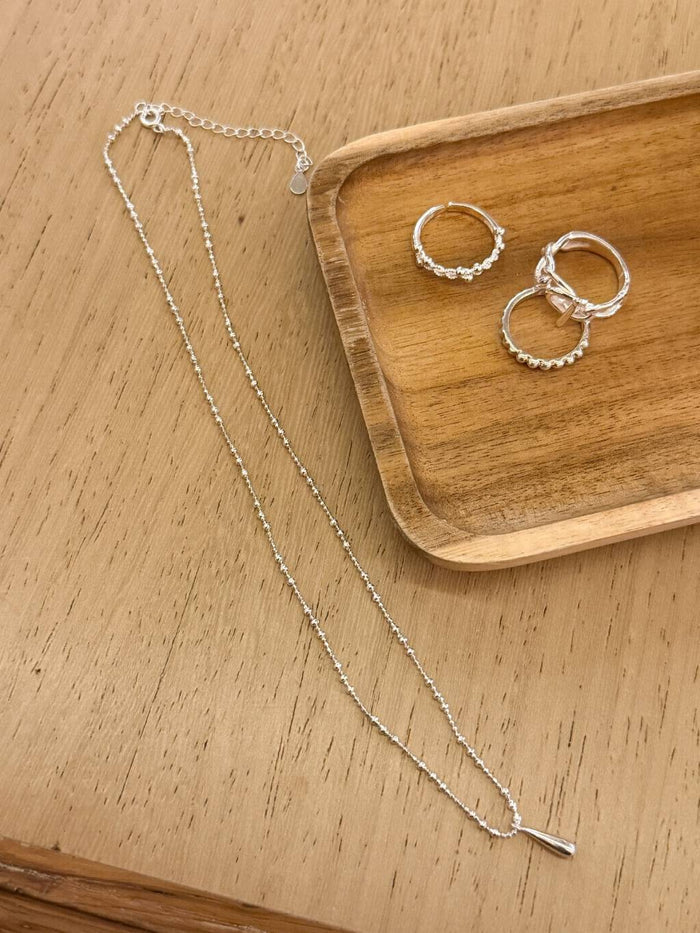 N1336 Large and Small Bead Chain with Waterdrop Pendant