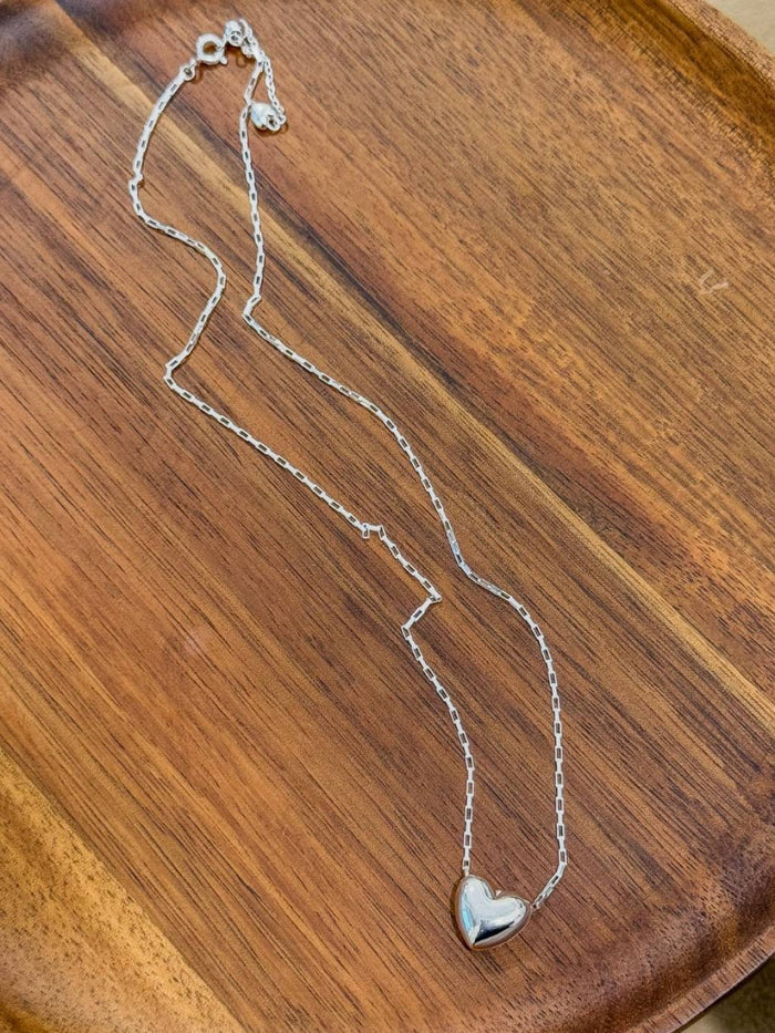 N1339 3D Heart Adjustable Rectangular Chain Necklace