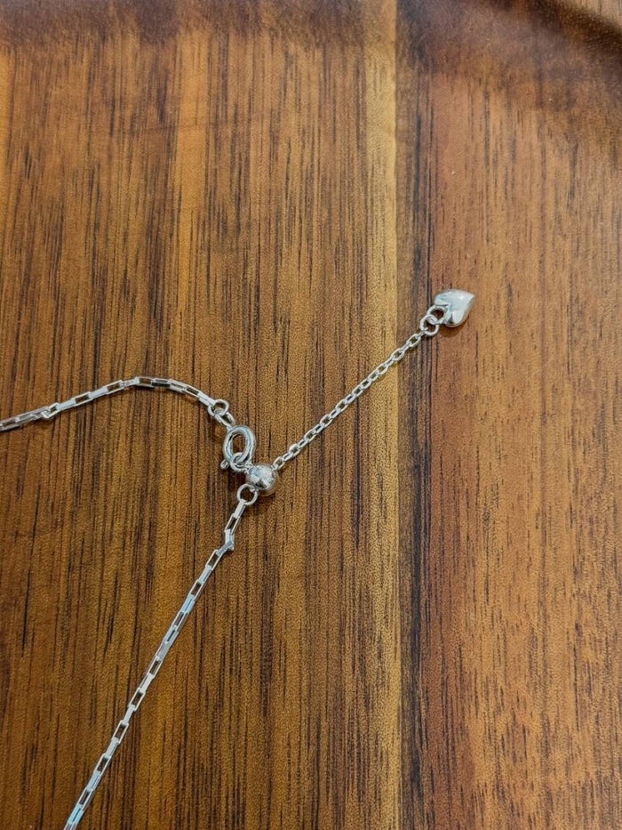 N1339 3D Heart Adjustable Rectangular Chain Necklace