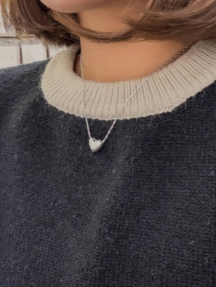 N1339 3D Heart Adjustable Rectangular Chain Necklace