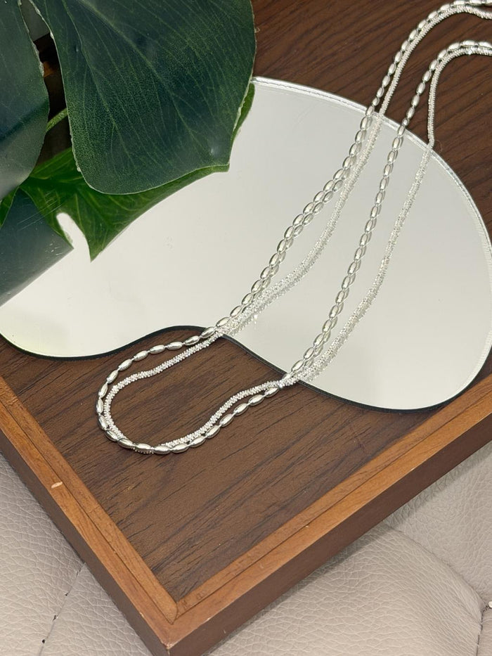 N1349 Sparkling Rice Bead Double Layer Necklace