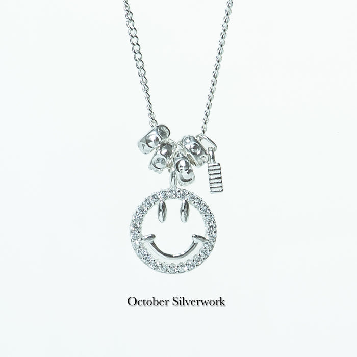 N1366 Multi-circle Zircon Smiley Necklace