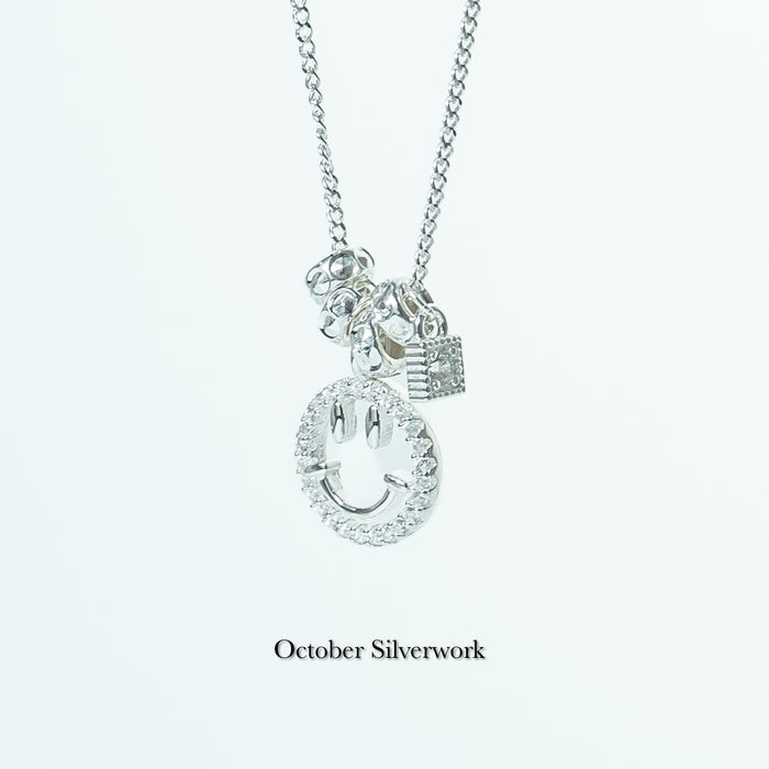 N1366 Multi-circle Zircon Smiley Necklace