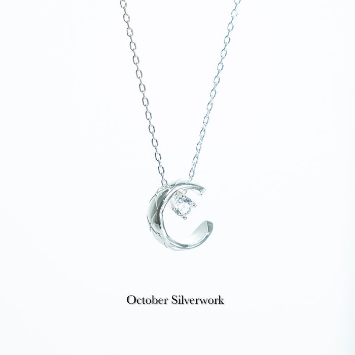 N1369 Quilted Moon Zircon Necklace
