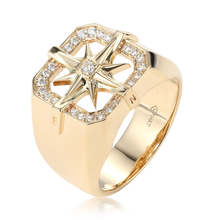 Nautical Star Ring With Diamond Accents