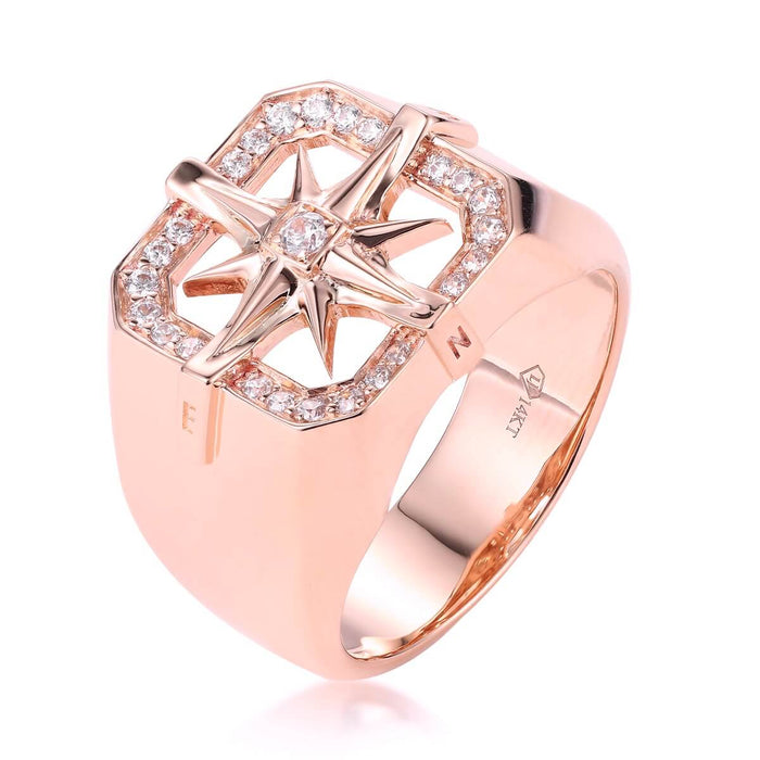 Nautical Star Ring With Diamond Accents