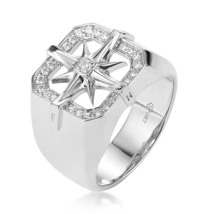 Nautical Star Ring With Diamond Accents