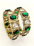 Nitibhaa Green Victorian Bangle Set Of 2