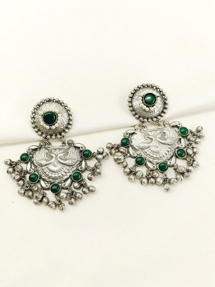 Nitisha Green Oxidized Earring