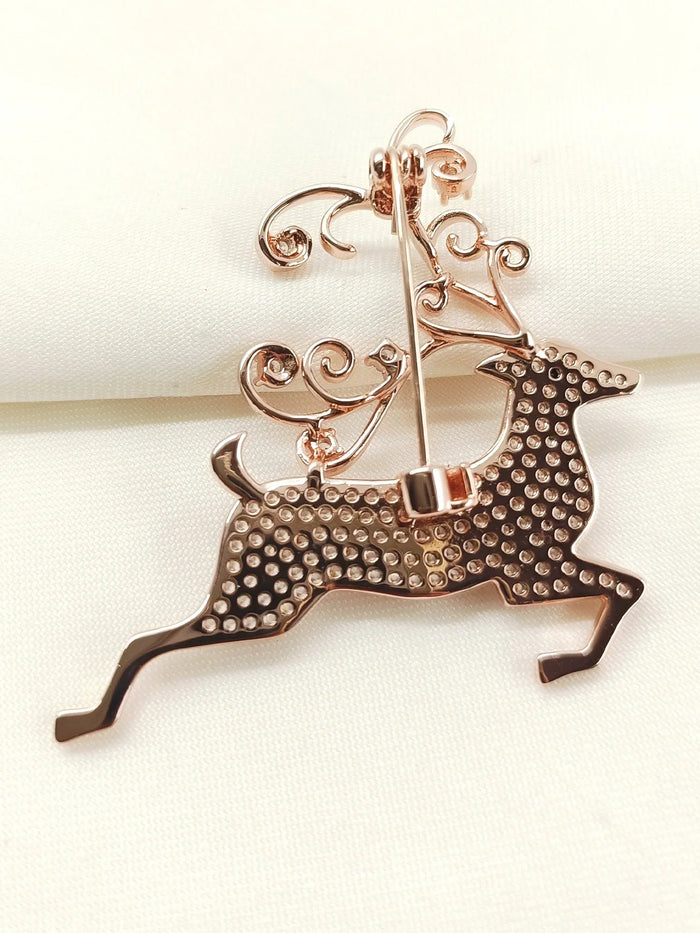 Nouf Rose Gold Reindeer Brooch