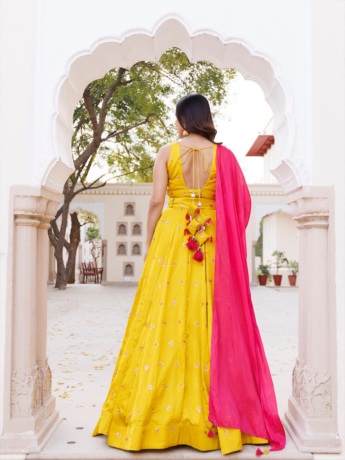 Nugget Gold Silk Lehenga Set