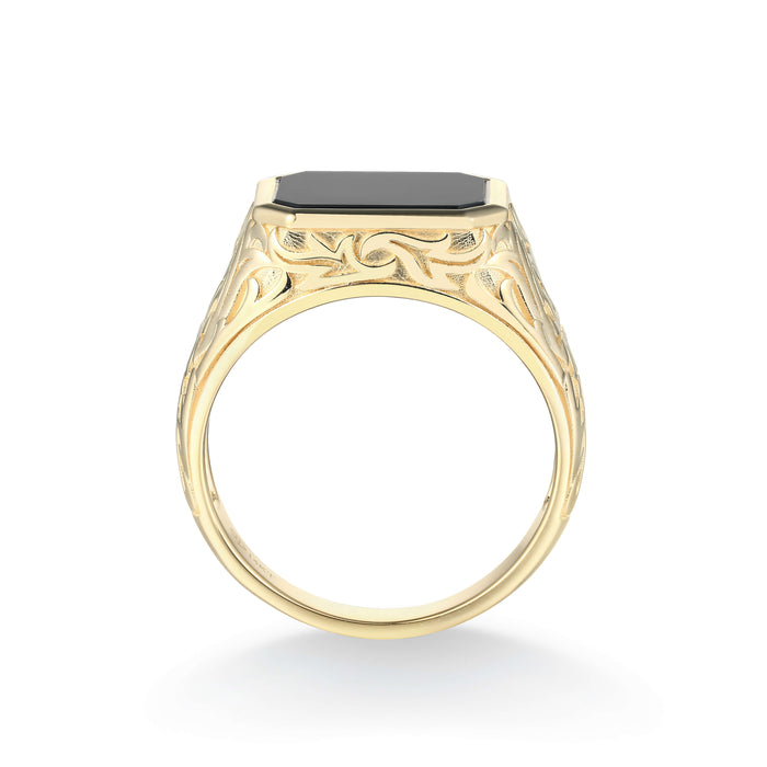 Obsidian Knight Signet Ring