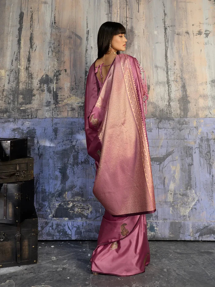 Old Pink Zari Weaving Saree