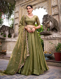 Olive Green Fendi Embroidery Lehenga Choli