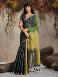Olive-Yellow Handloom Cotton Saree