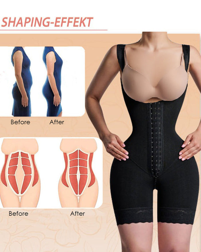 Open Bust Tummy Control Mid-Thigh Hourglass Bodysuits Shapewear - By Qivii