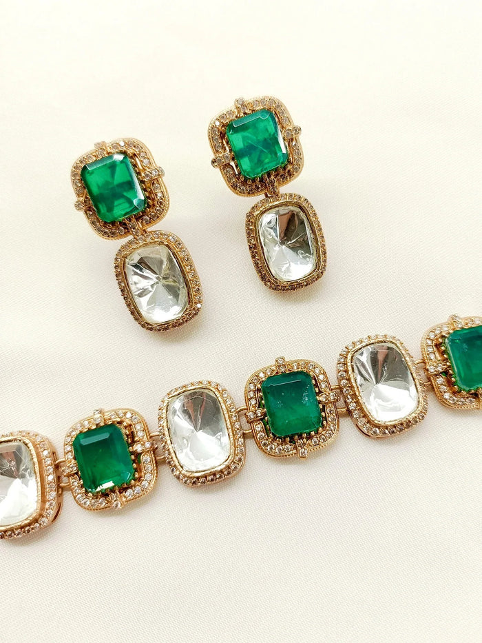 Pahaani Green Kundan Choker Set