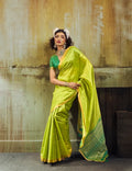 Parrot Green Silk Zari Weaving Saree