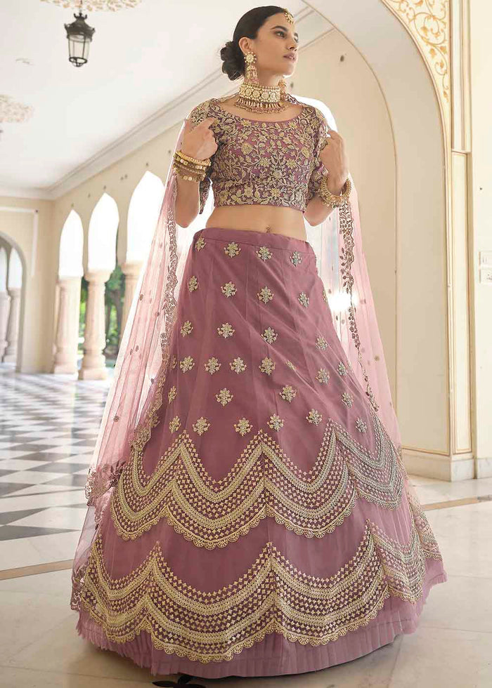 Plum Purple Soft Net Lehenga Choli with Dori & Sequins work | Ready To Wear - qivii