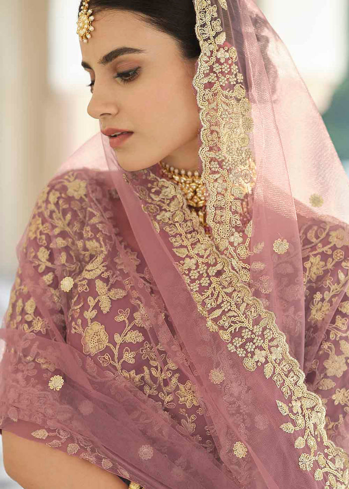 Plum Purple Soft Net Lehenga Choli with Dori & Sequins work | Ready To Wear - qivii