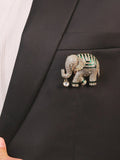 Pranay Green Elephant Brooch