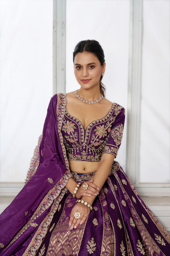 Premium Banarasi Lehenga Choli with Elegant Beads Work