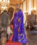Purple Satin Handloom Zari Weaving silk Saree
