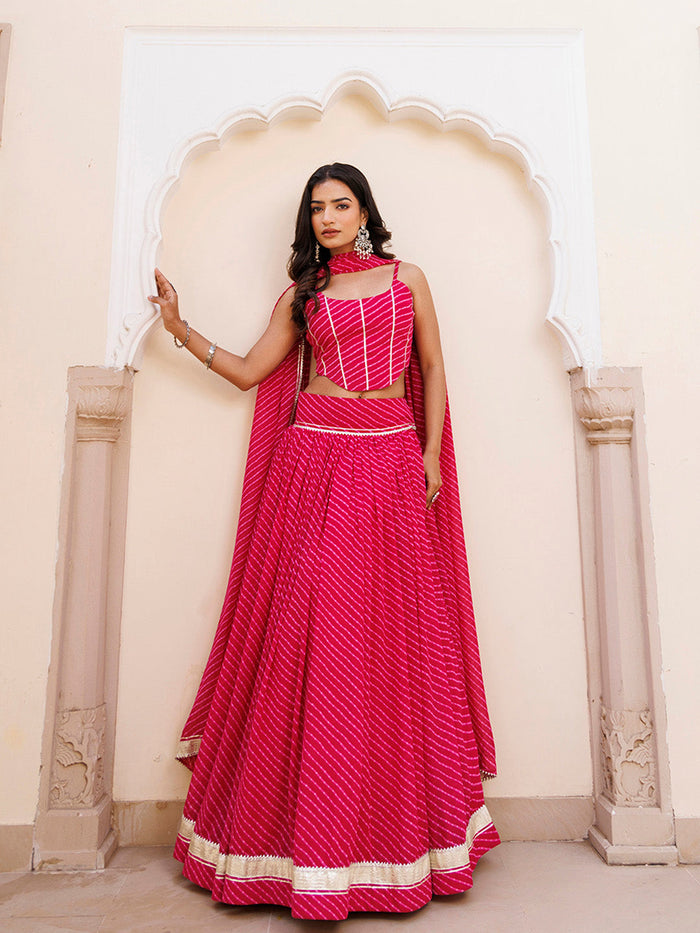 Quartz Pink Leheriya Lehenga Set