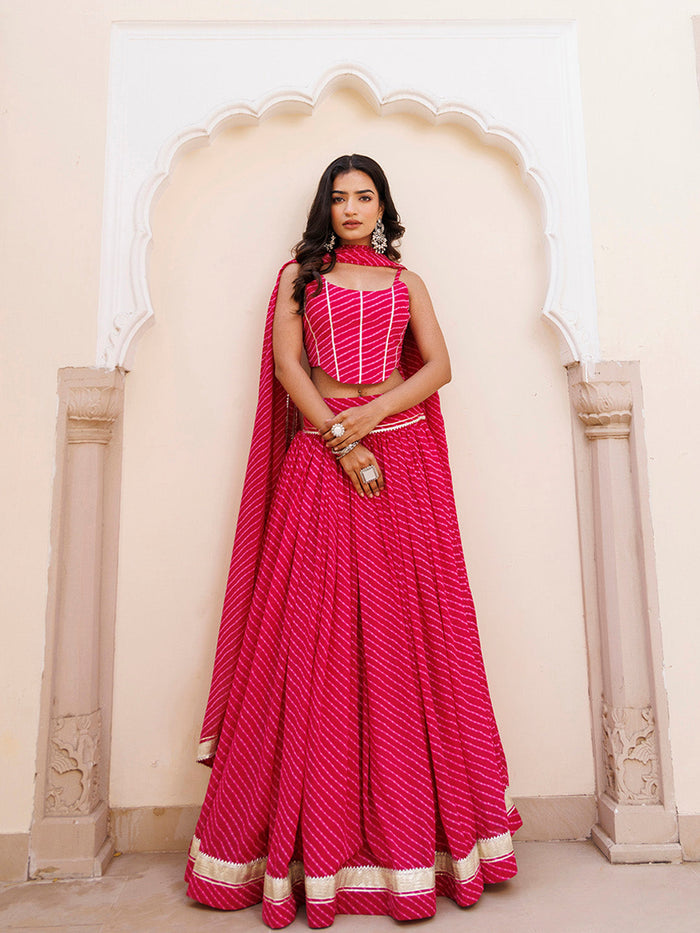Quartz Pink Leheriya Lehenga Set