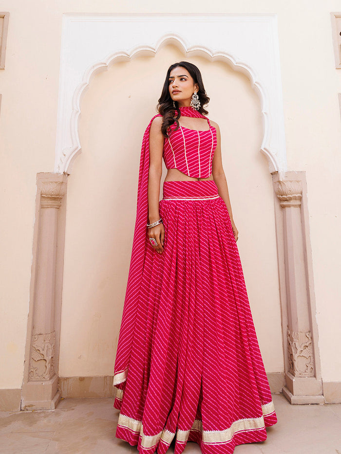 Quartz Pink Leheriya Lehenga Set