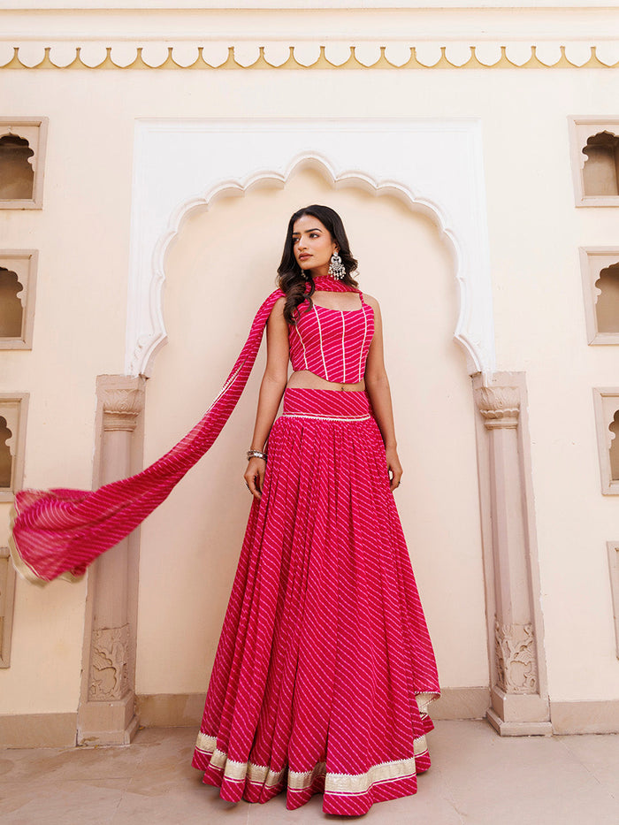 Quartz Pink Leheriya Lehenga Set