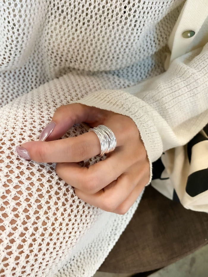 R1482 Stacked Line Thick Ring