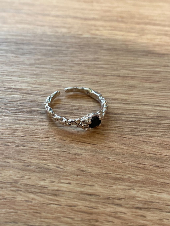R1563 Black Obsidian Lava Ring